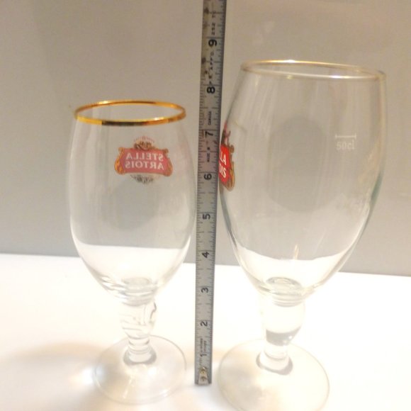 BX63 PAIR of STELLA ARTOIS Beer Glasses Belgian Brand Lager Woodbine Racetrack - Picture 4 of 6